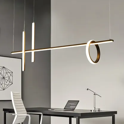 Modern Black LED Linear Kitchen Island Pendant Light Image - 2