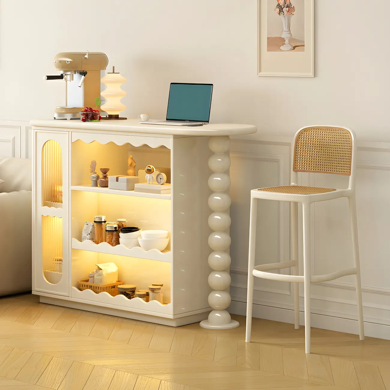 Scandinavian White Oak Storage Extendable Bar Tables Image - 4 | homeyfad