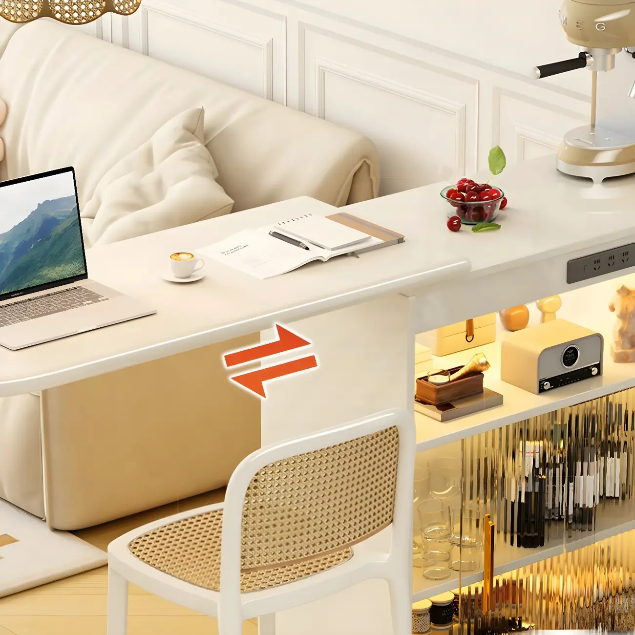 Scandinavian White Oak Storage Extendable Bar Tables Image - 5 | homeyfad