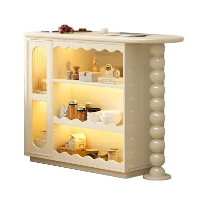 Scandinavian White Oak Storage Extendable Bar Tables Image - 2