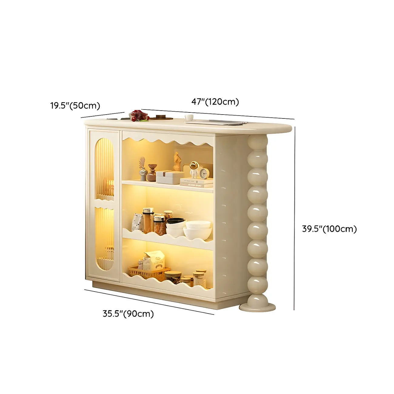 Scandinavian White Oak Storage Extendable Bar Tables #size | homeyfad