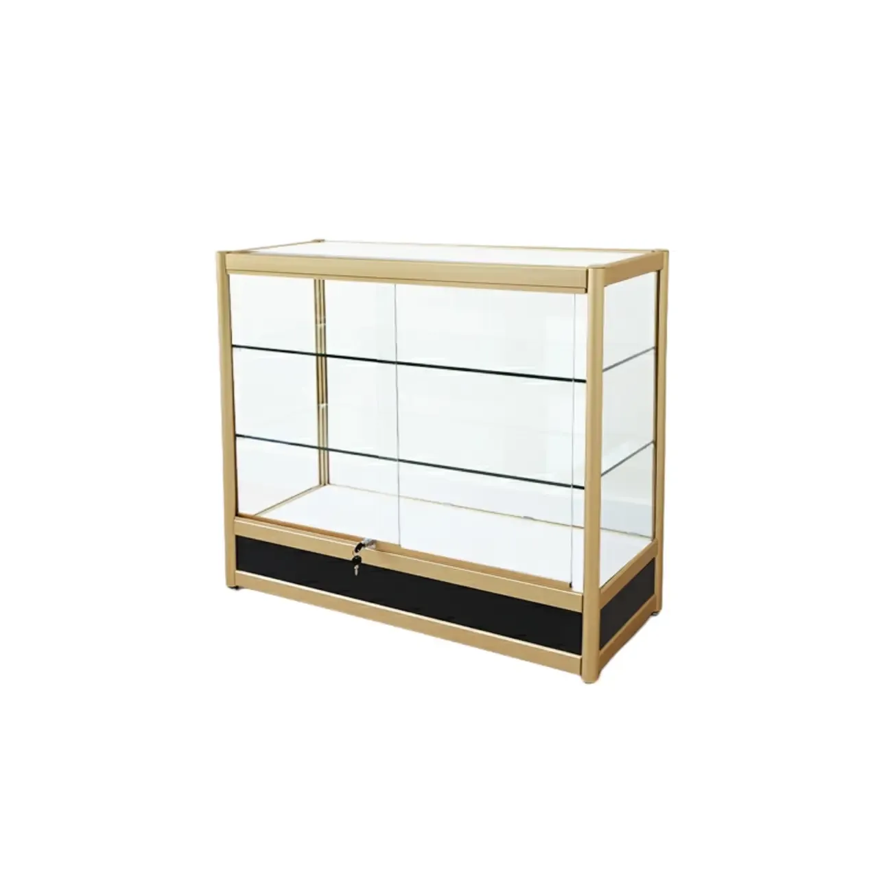 Gold Rectangular Metal Glass Curio Display Cabinet Image - 6