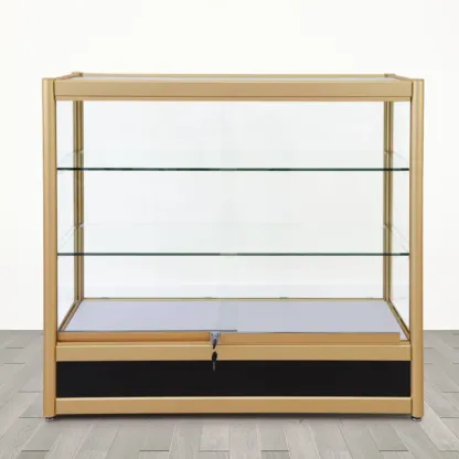 Gold Rectangular Metal Glass Curio Display Cabinet Image - 2