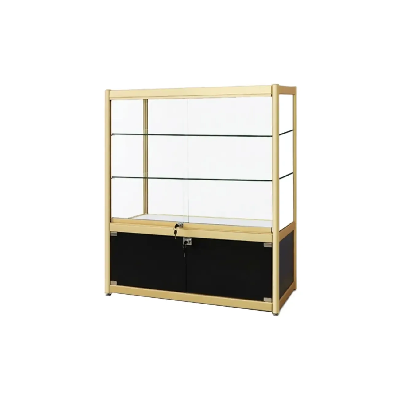 Gold Rectangular Metal Glass Curio Display Cabinet Image - 13