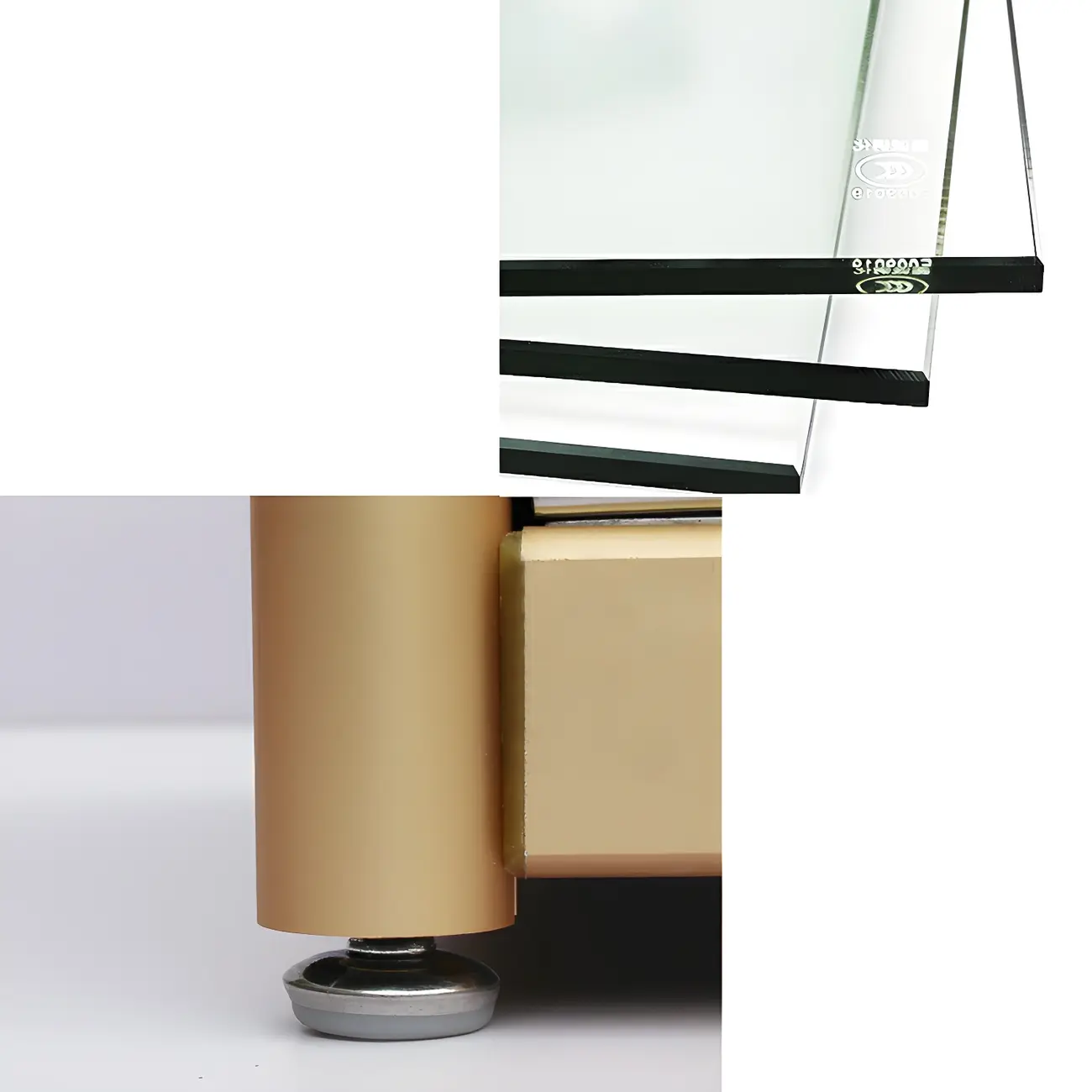 Gold Rectangular Metal Glass Curio Display Cabinet Image - 14 | homeyfad