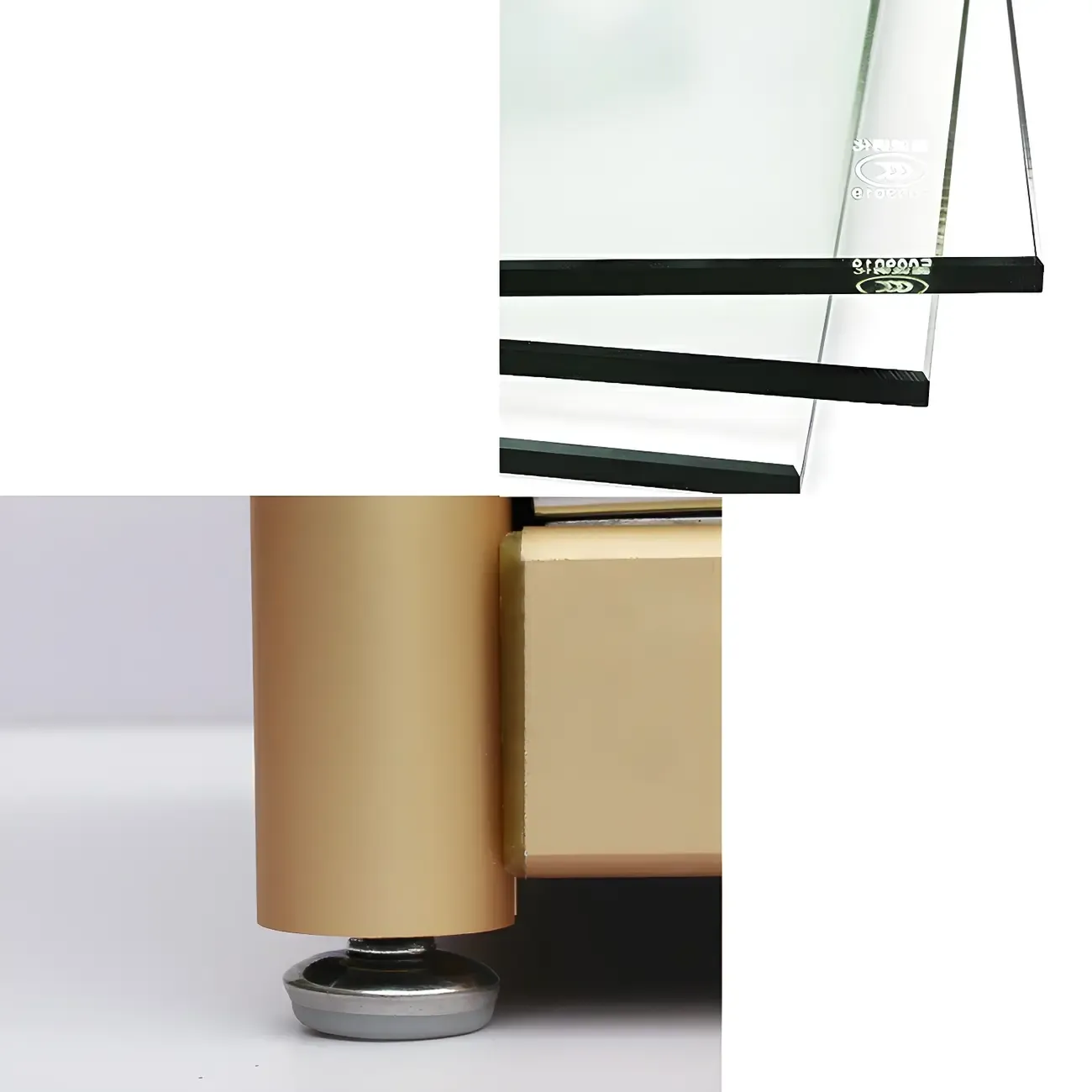 Gold Rectangular Metal Glass Curio Display Cabinet Image - 14