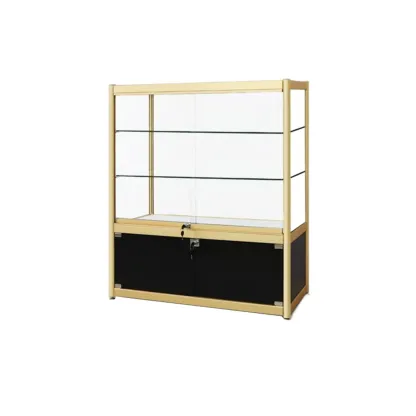 Gold Rectangular Metal Glass Curio Display Cabinet Image - 18