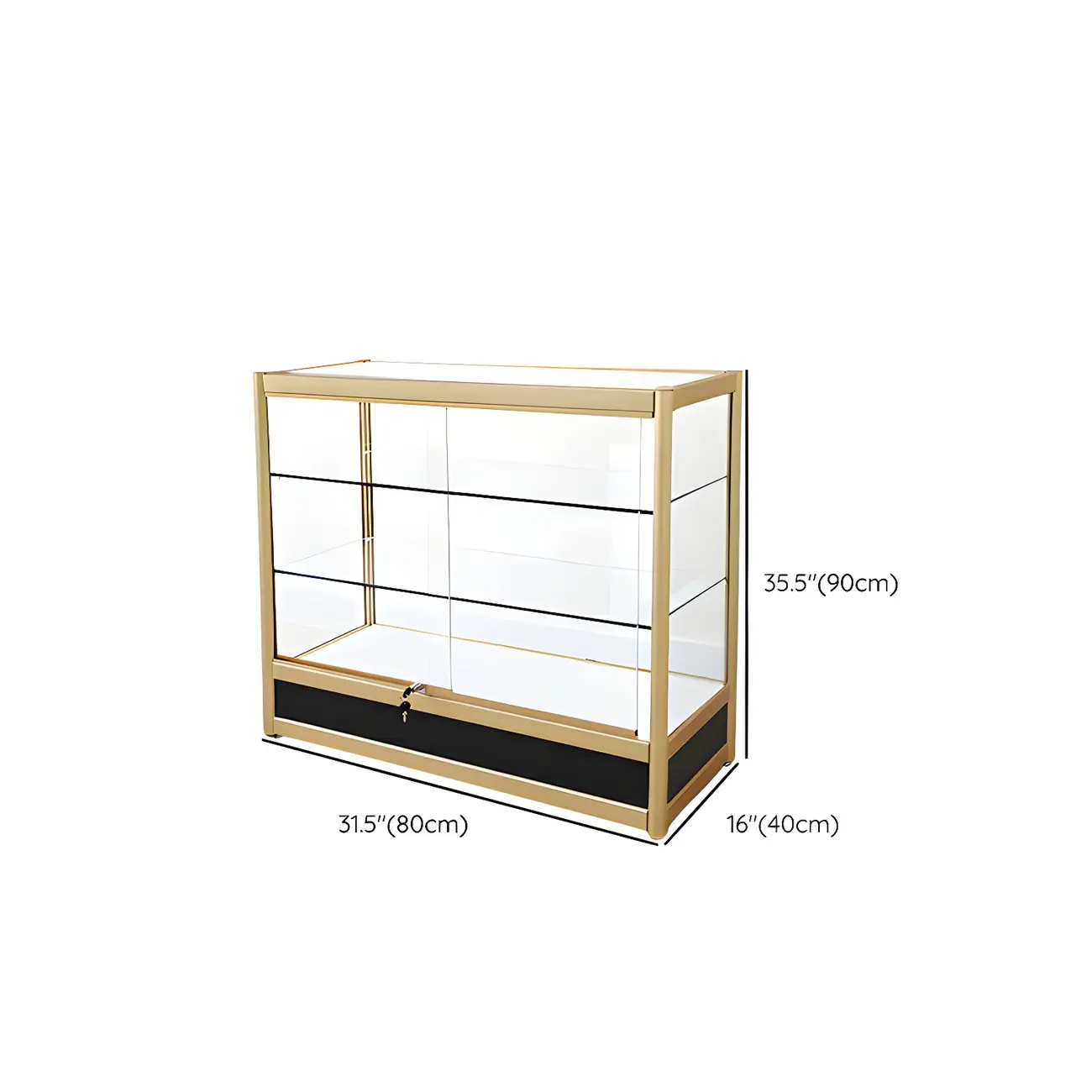 Gold Rectangular Metal Glass Curio Display Cabinet #size | homeyfad