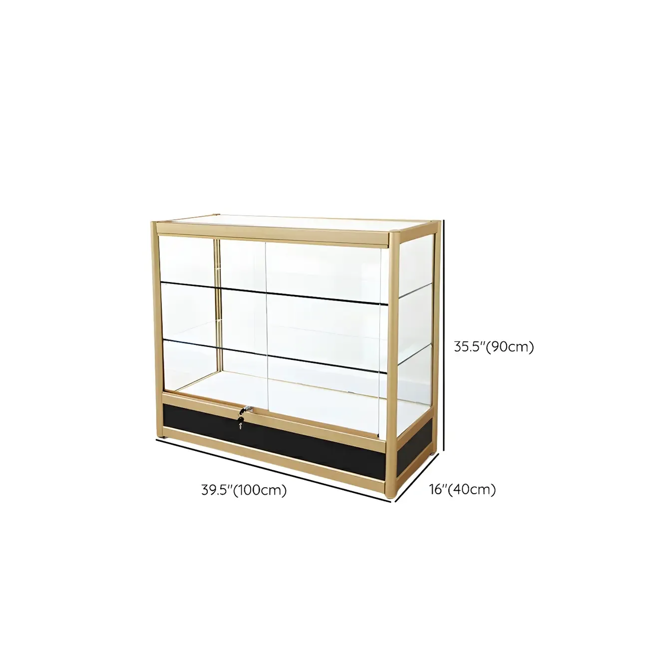 Gold Rectangular Metal Glass Curio Display Cabinet Image - 22