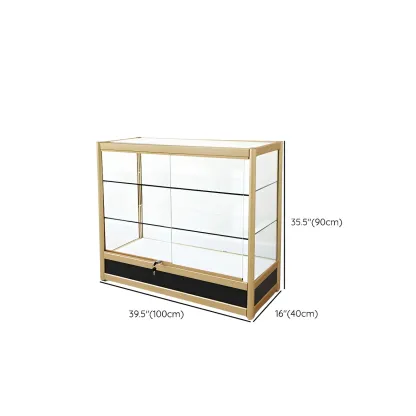 Gold Rectangular Metal Glass Curio Display Cabinet Image - 22