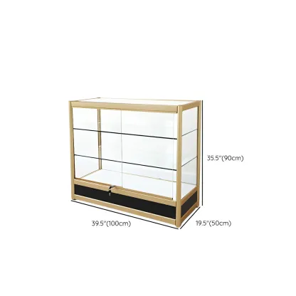 Gold Rectangular Metal Glass Curio Display Cabinet Image - 24