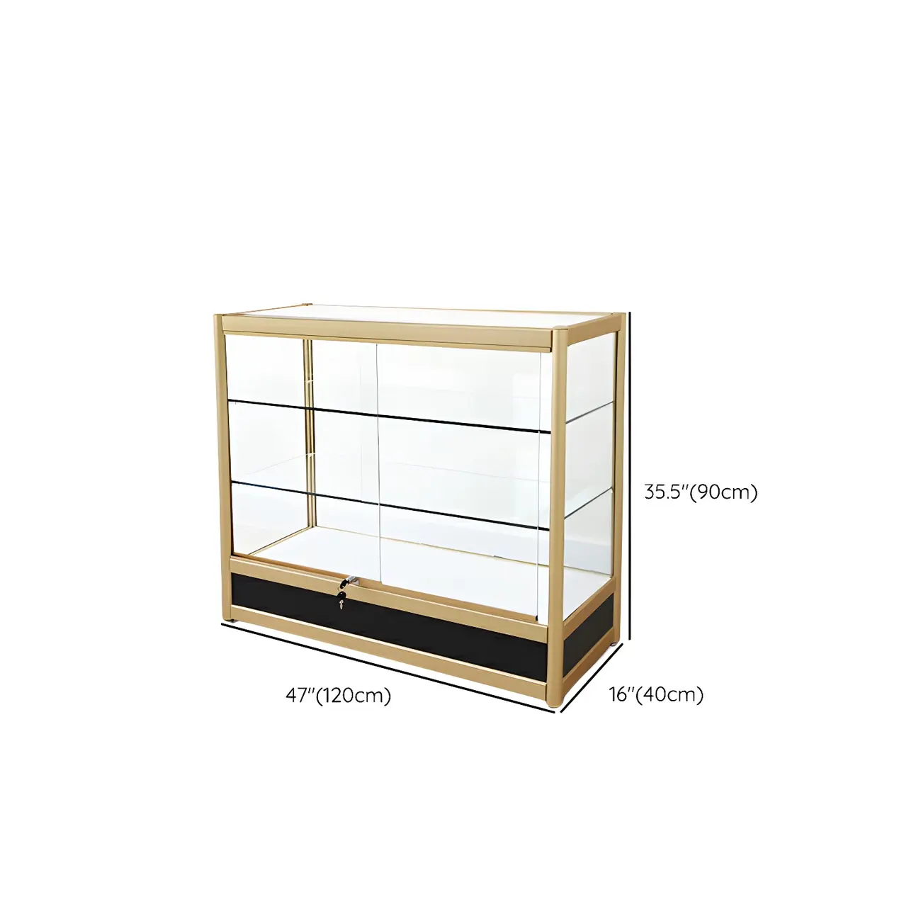 Gold Rectangular Metal Glass Curio Display Cabinet Image - 26 | homeyfad