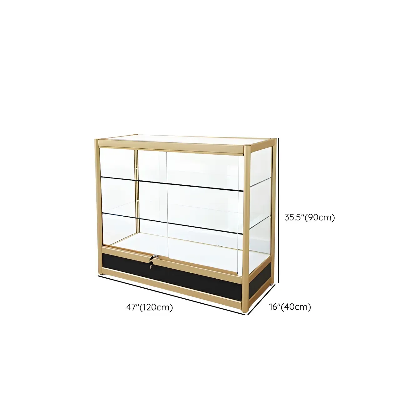 Gold Rectangular Metal Glass Curio Display Cabinet Image - 26