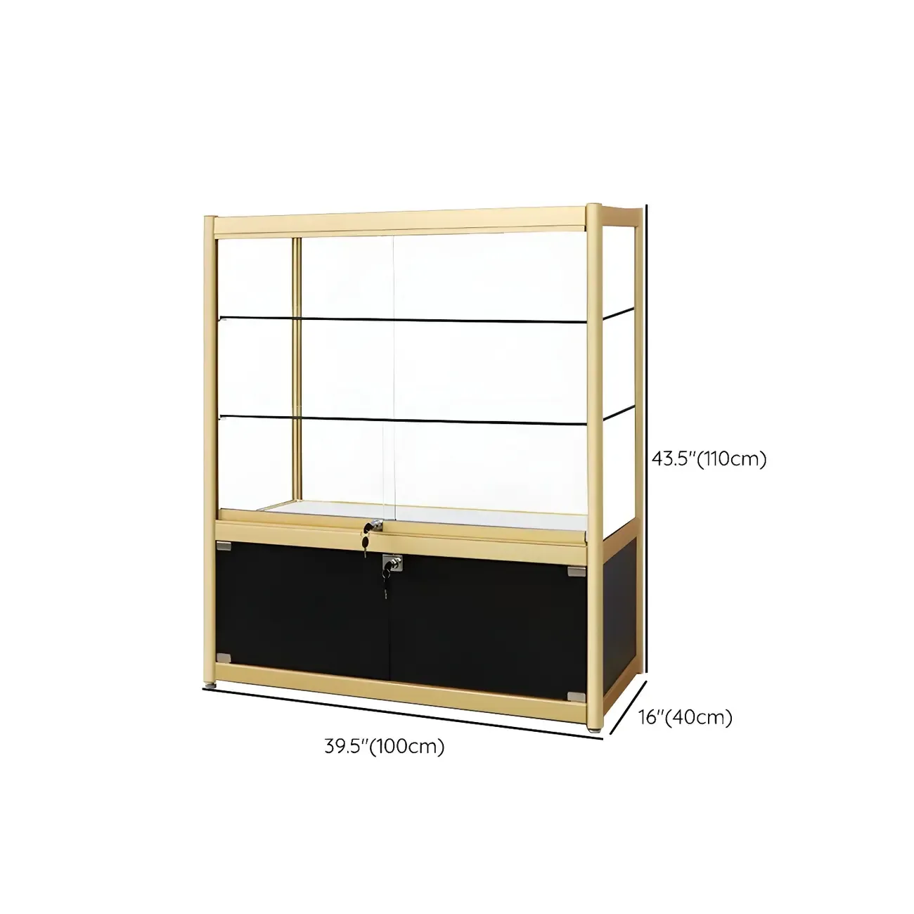 Gold Rectangular Metal Glass Curio Display Cabinet Image - 30