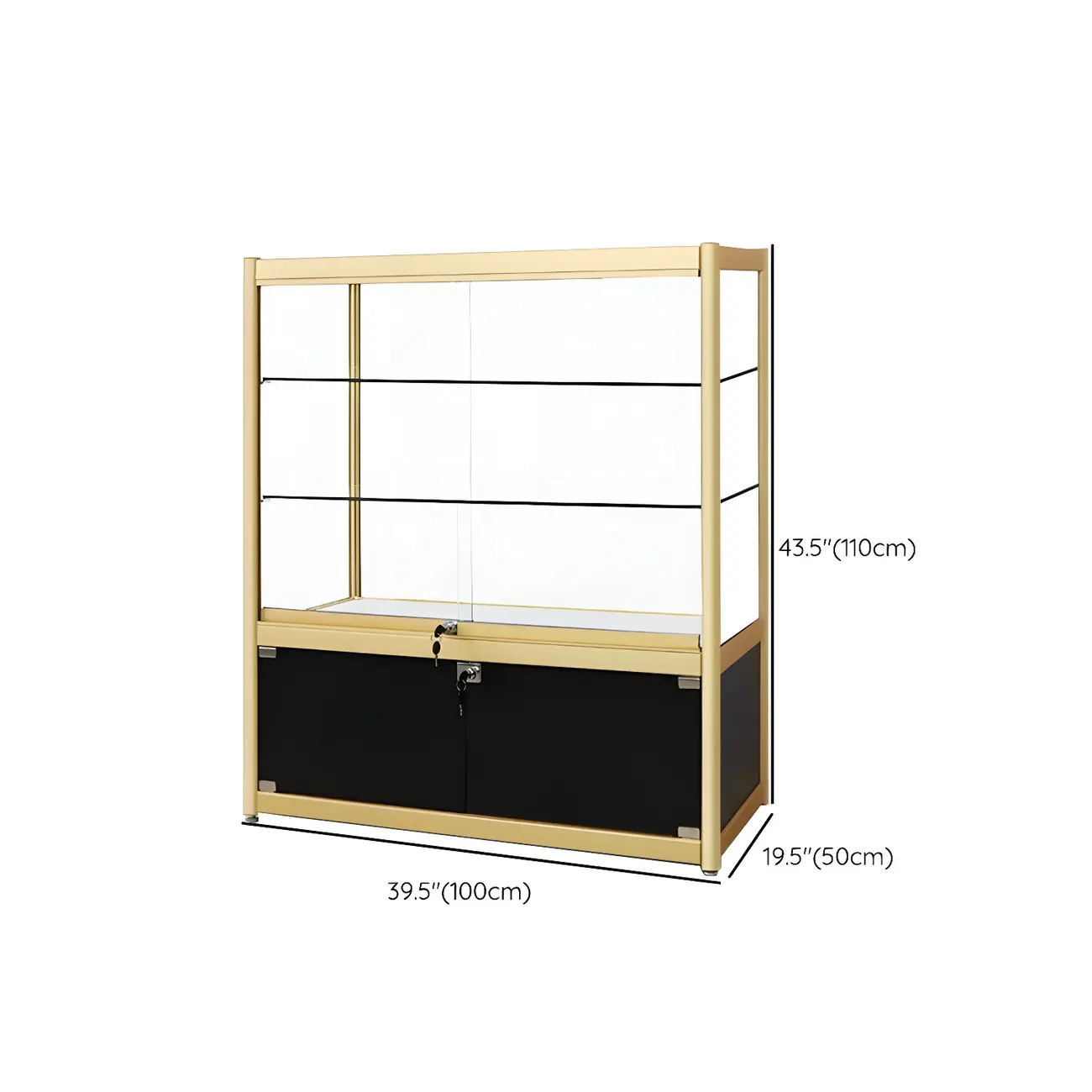 Gold Rectangular Metal Glass Curio Display Cabinet Image - 31 | homeyfad