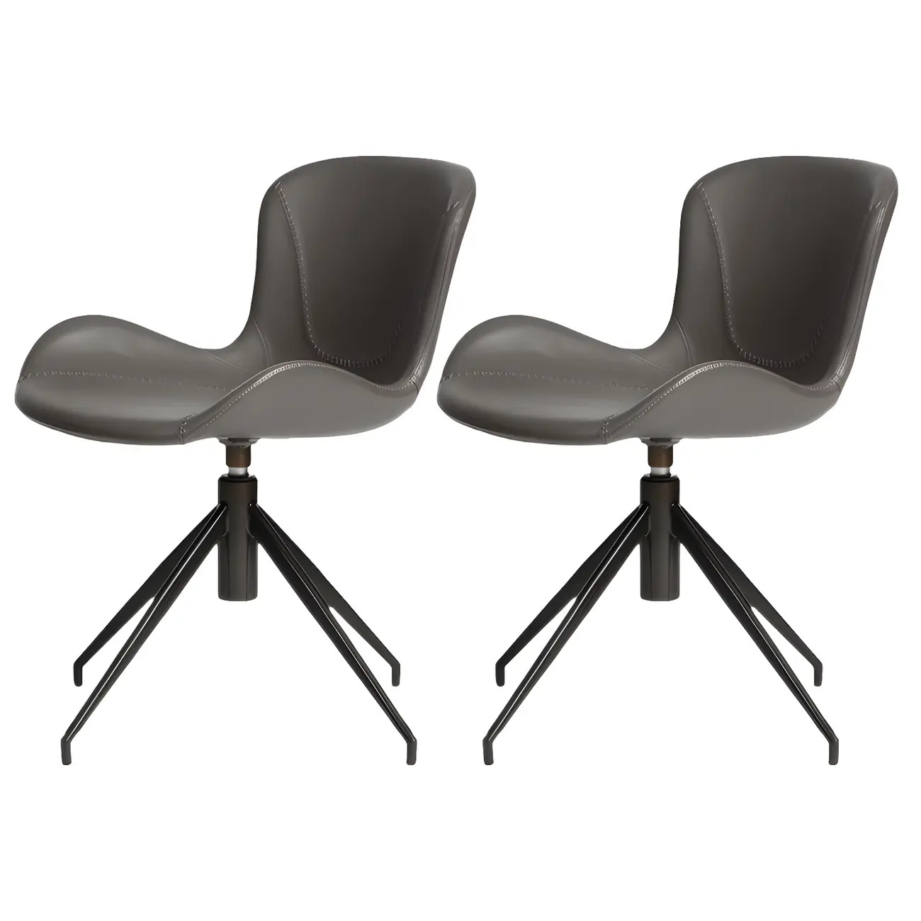 Swivel Industrial Faux Leather Low Back Dining Chair Image - 8 | homeyfad