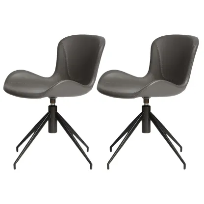 Swivel Industrial Faux Leather Low Back Dining Chair Image - 8