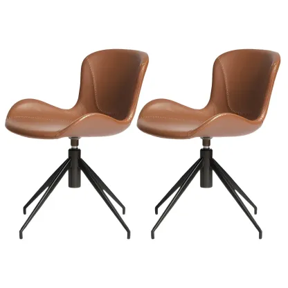 Swivel Industrial Faux Leather Low Back Dining Chair Image - 9