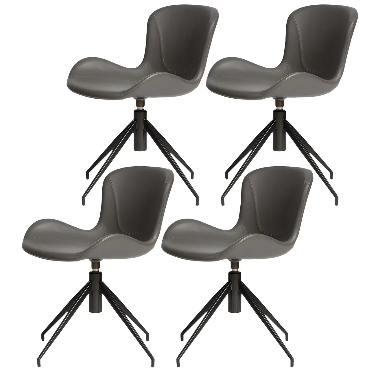 Swivel Industrial Faux Leather Low Back Dining Chair Image - 10 | homeyfad