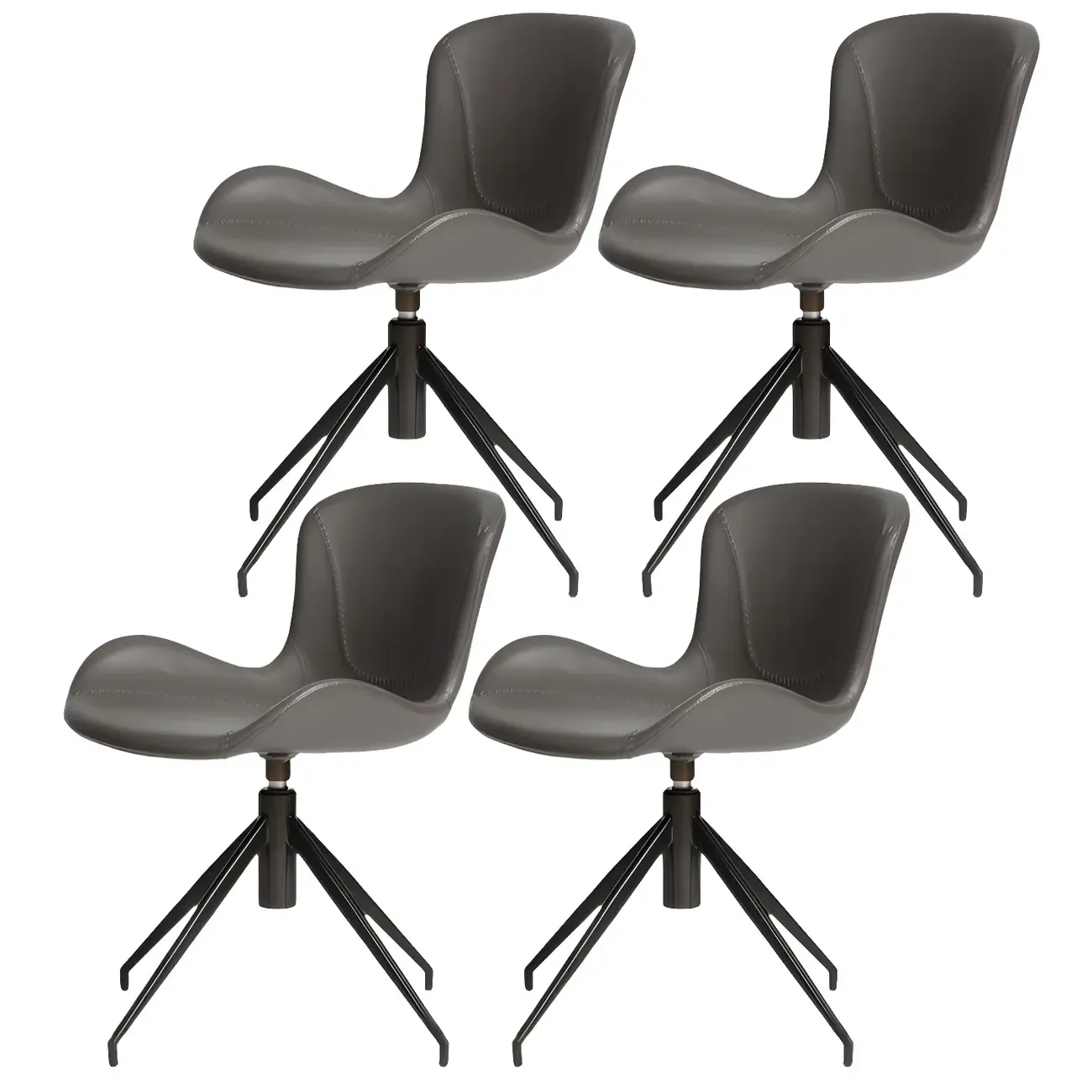 Swivel Industrial Faux Leather Low Back Dining Chair Image - 10