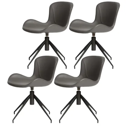 Swivel Industrial Faux Leather Low Back Dining Chair Image - 10