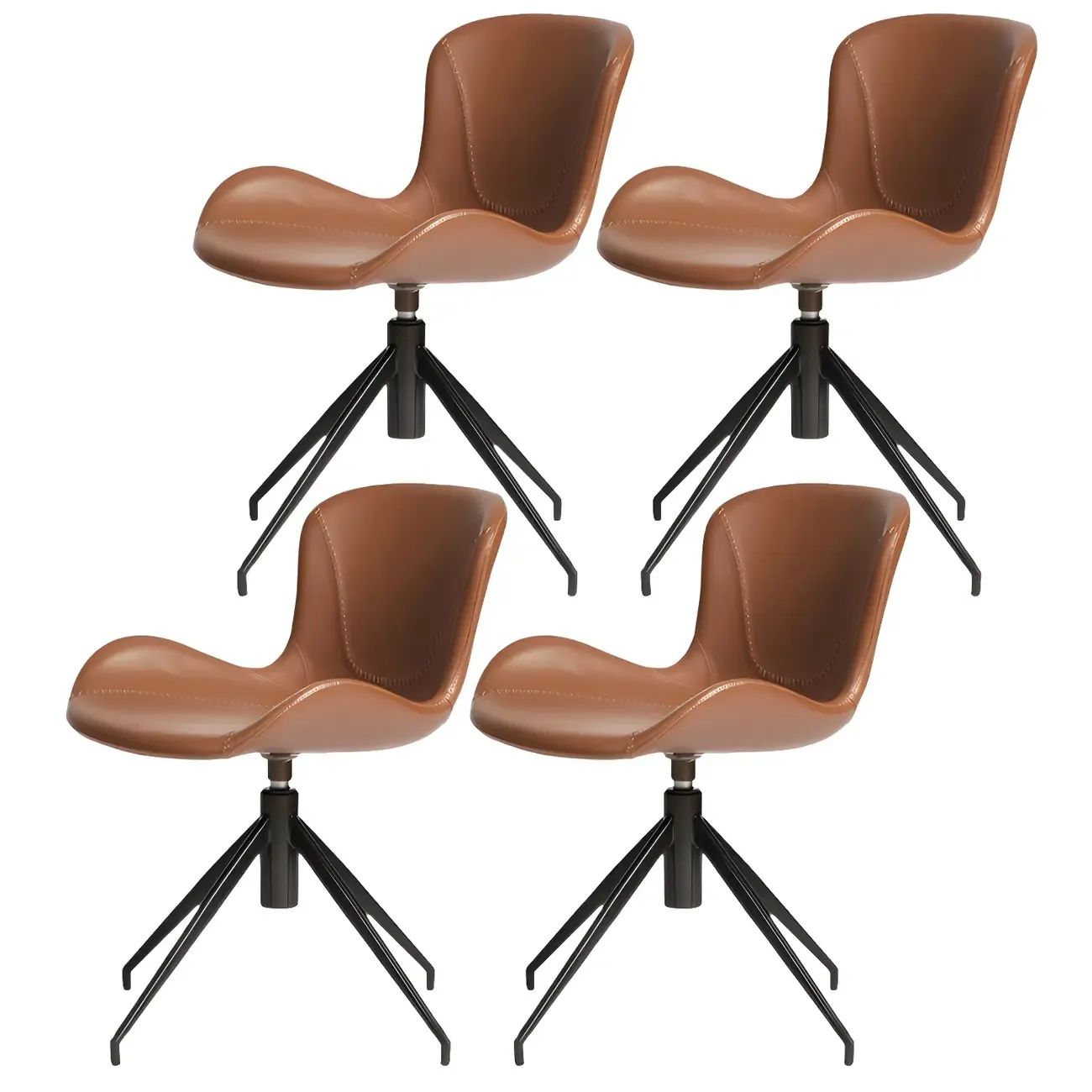 Swivel Industrial Faux Leather Low Back Dining Chair Image - 11