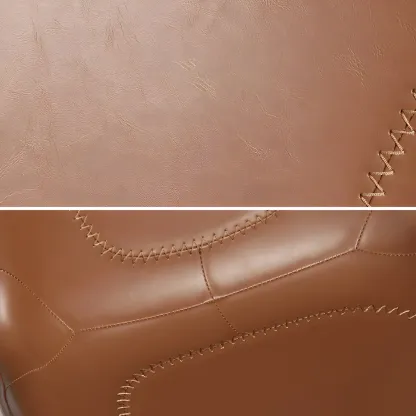 Swivel Industrial Faux Leather Low Back Dining Chair Image - 6