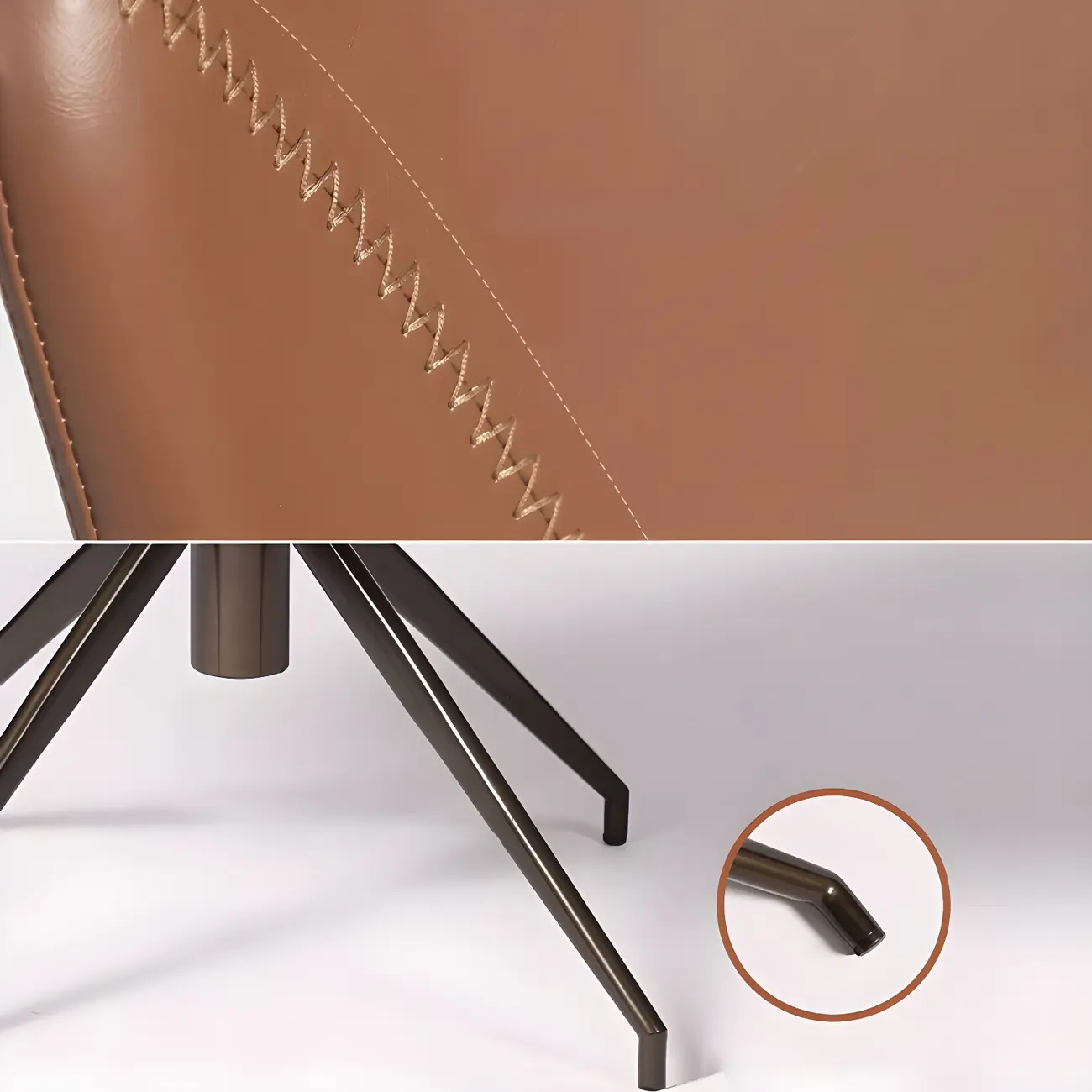 Swivel Industrial Faux Leather Low Back Dining Chair Image - 7 | homeyfad