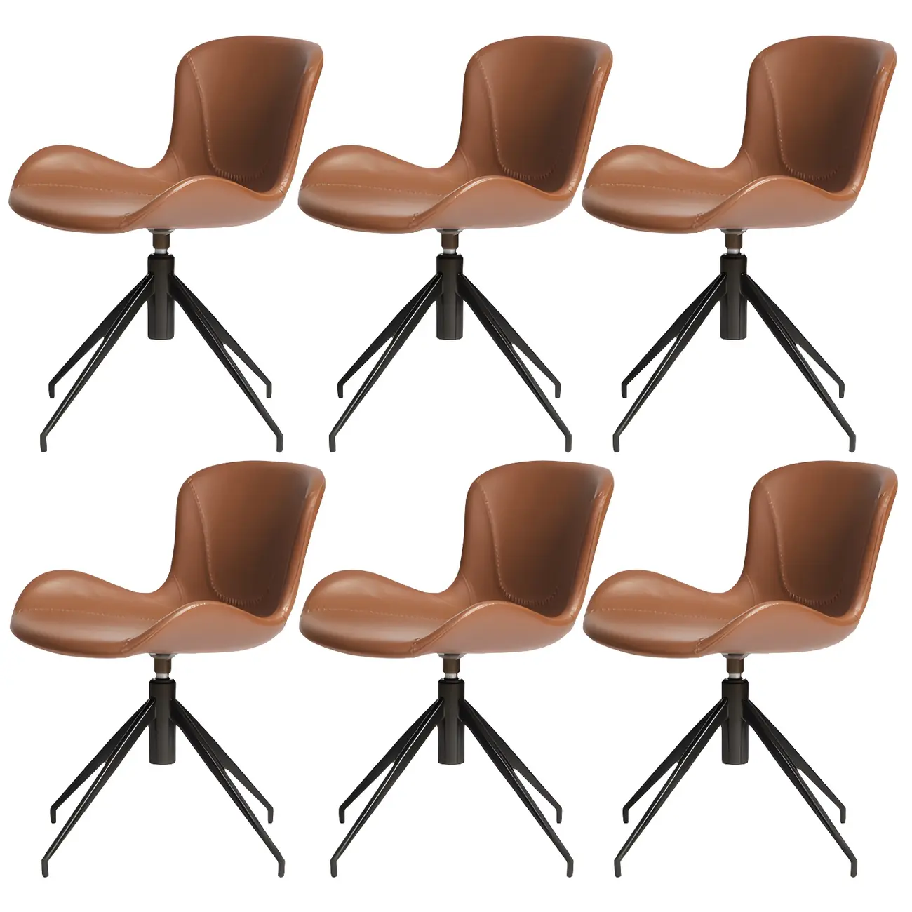 Swivel Industrial Faux Leather Low Back Dining Chair Image - 13 | homeyfad