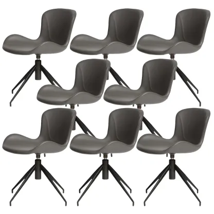 Swivel Industrial Faux Leather Low Back Dining Chair Image - 14