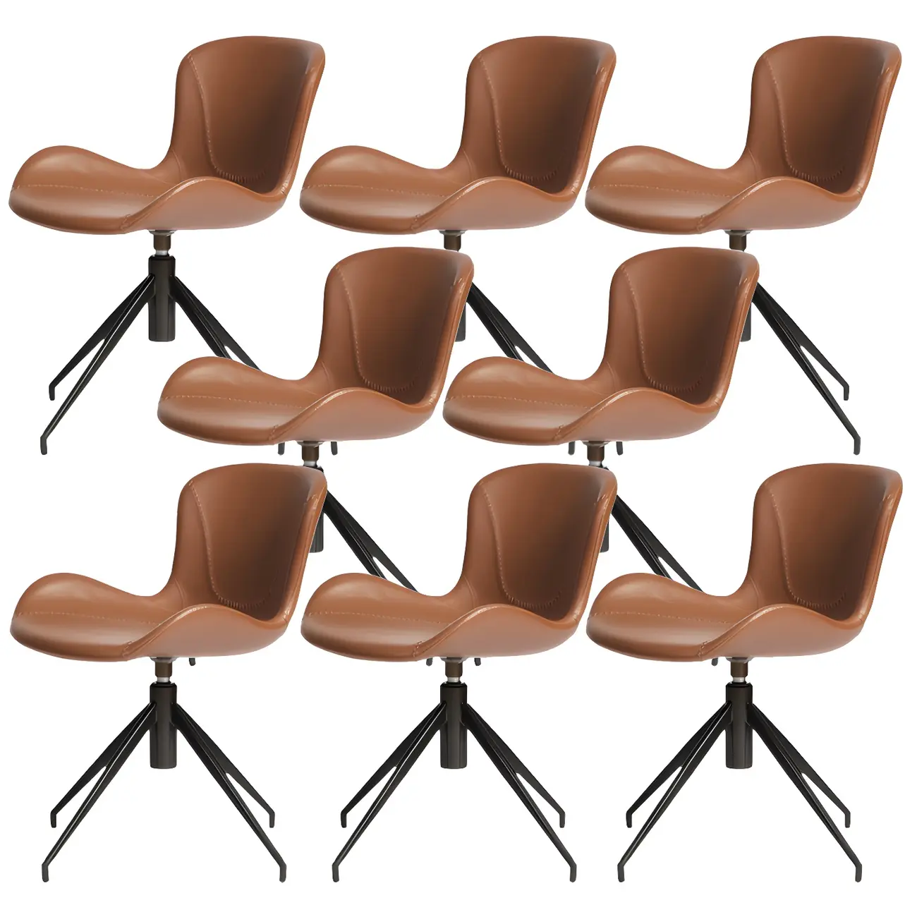 Swivel Industrial Faux Leather Low Back Dining Chair Image - 15 | homeyfad