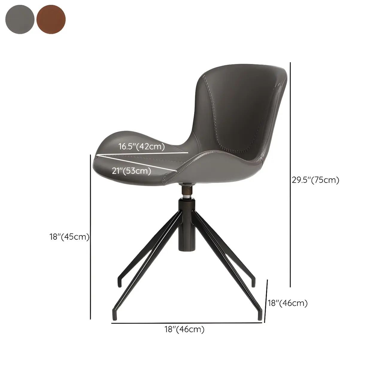 Swivel Industrial Faux Leather Low Back Dining Chair #size | homeyfad