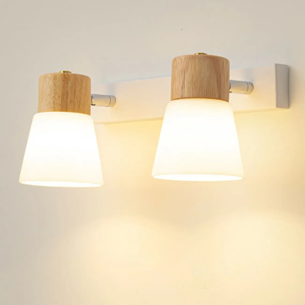 Mini White Natural Wood Metal Wall Sconce Image - 5 | homeyfad
