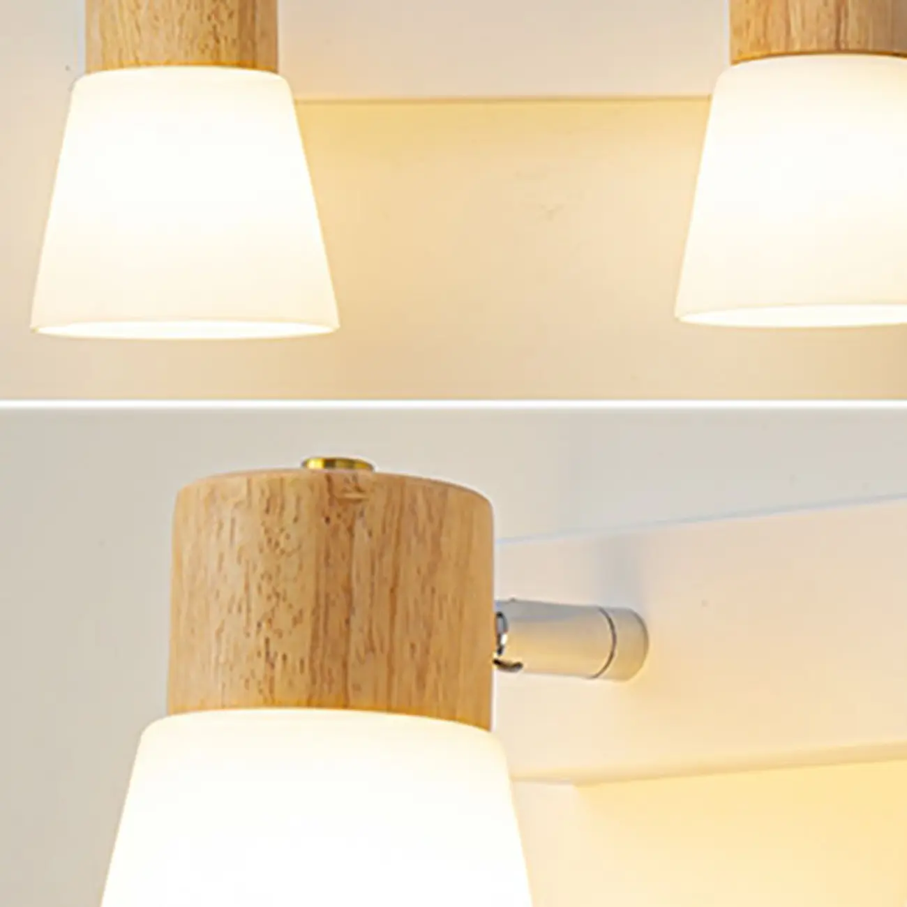 Mini White Natural Wood Metal Wall Sconce Image - 15 | homeyfad