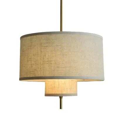 Modern Fabric Double Layer Drum Pendant Light Image - 11