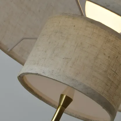 Modern Fabric Double Layer Drum Pendant Light Image - 8