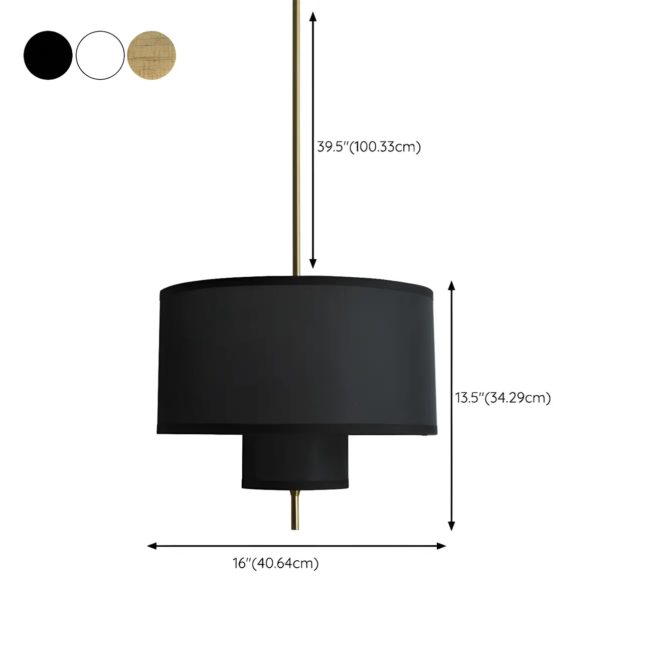 Modern Fabric Double Layer Drum Pendant Light #size | homeyfad