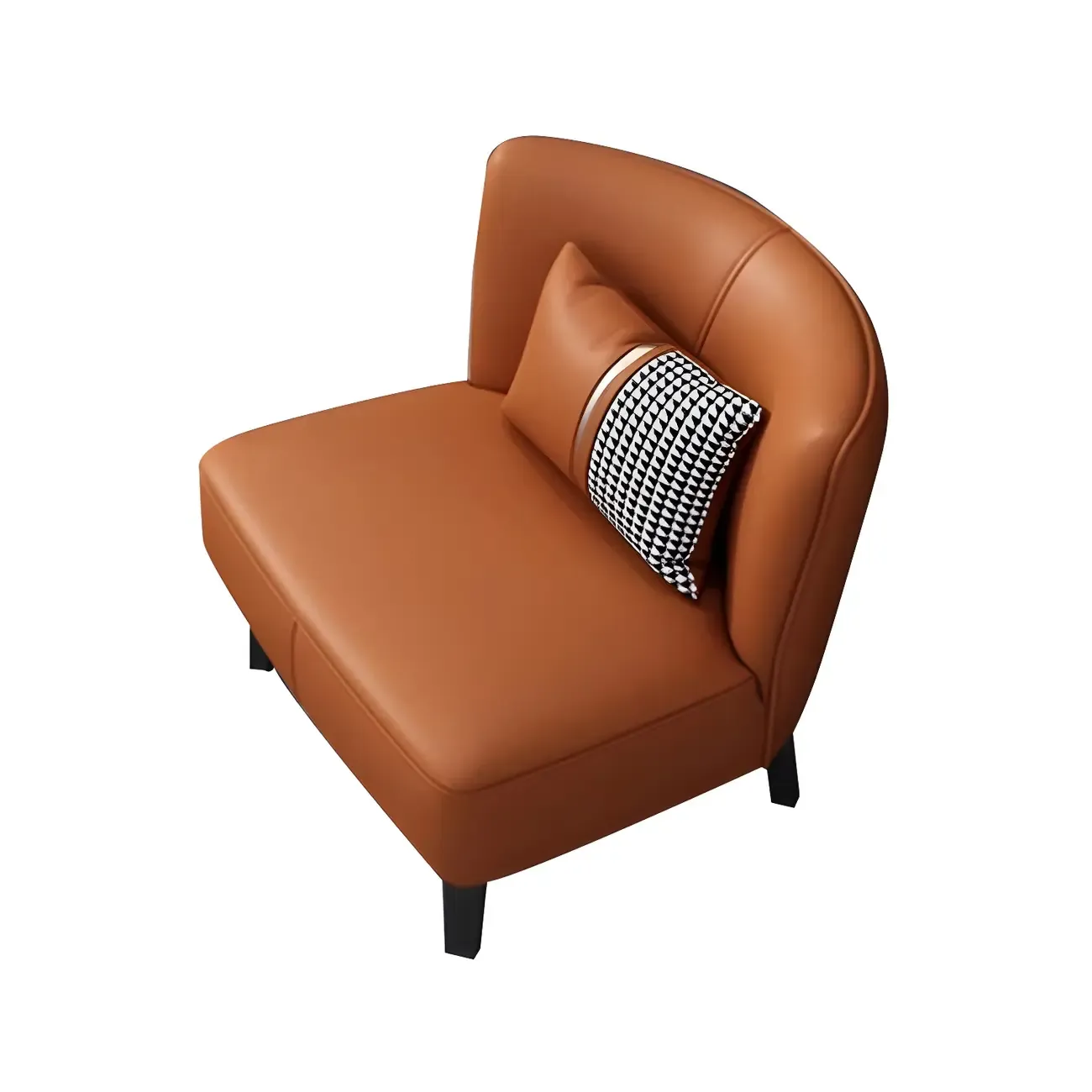 Stylish Brown PU Leather Accent Chair with Pillow for Living Room Image - 4