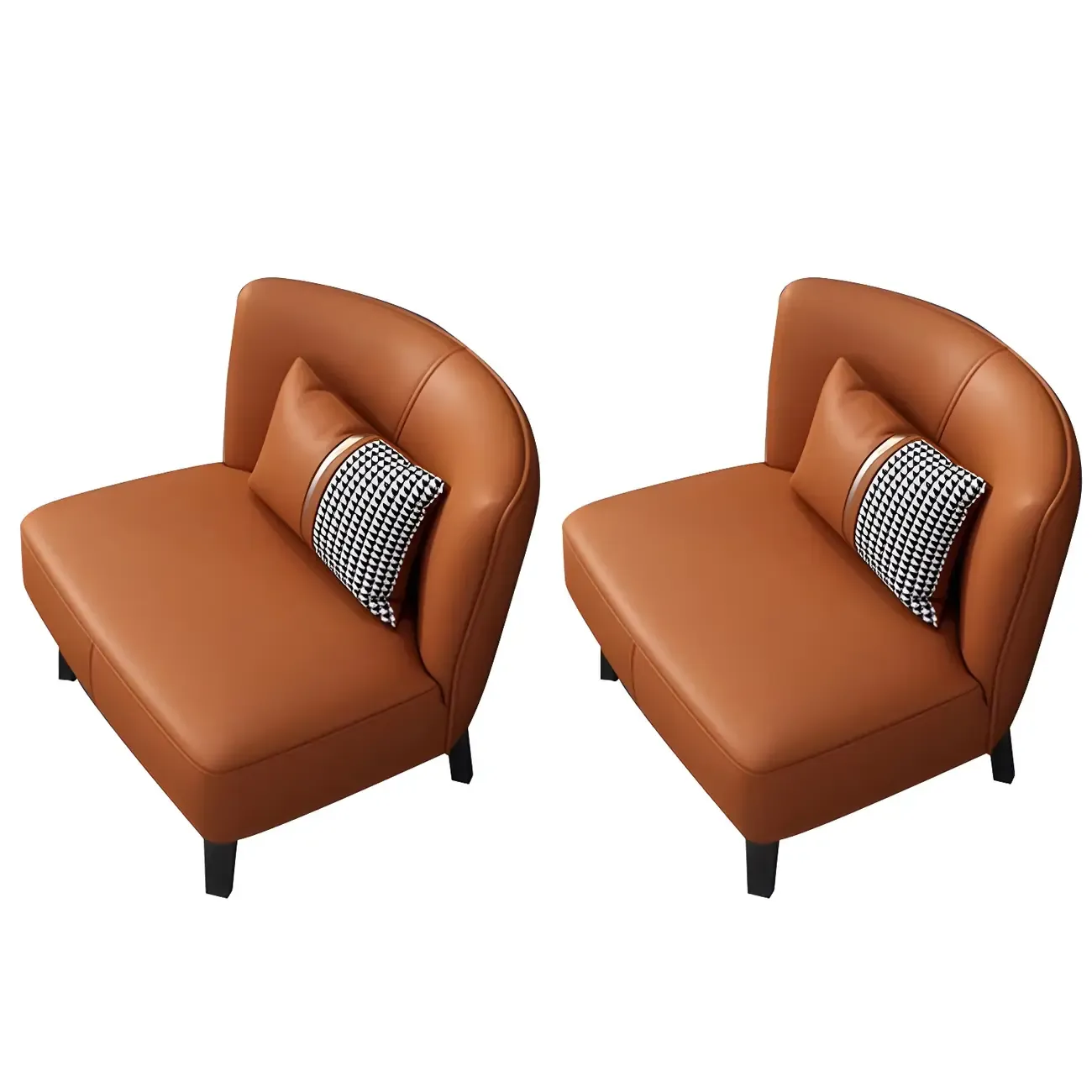 Stylish Brown PU Leather Accent Chair with Pillow for Living Room Image - 5