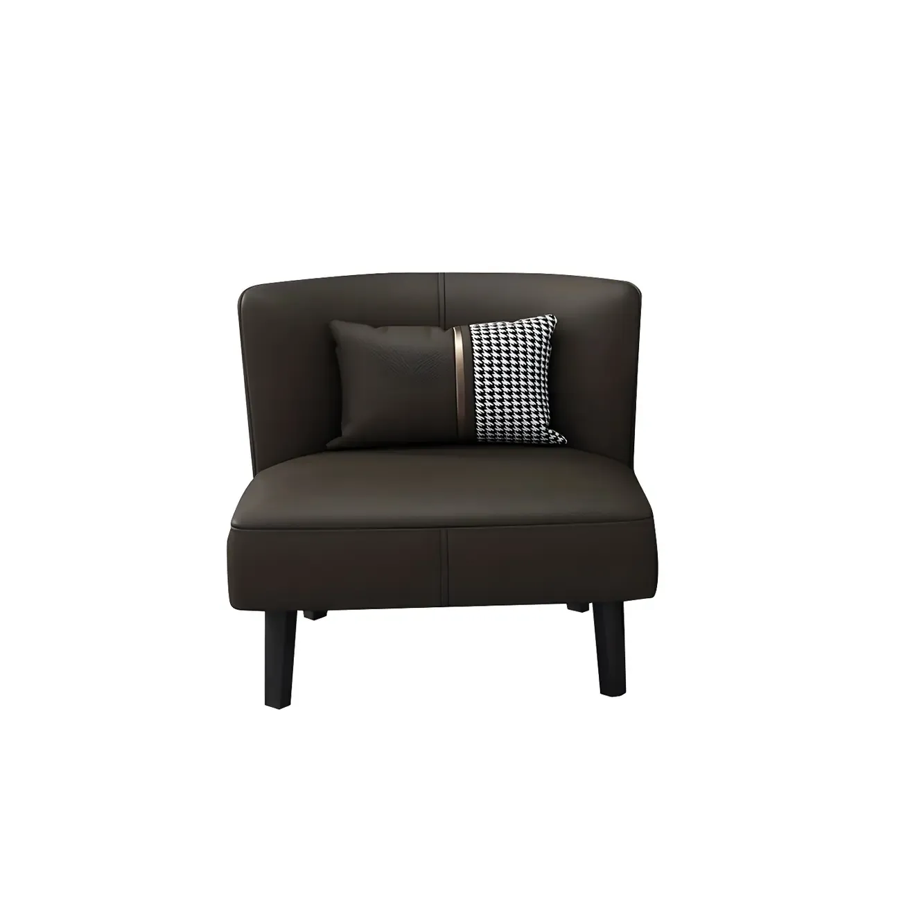 Stylish Brown PU Leather Accent Chair with Pillow for Living Room Image - 9