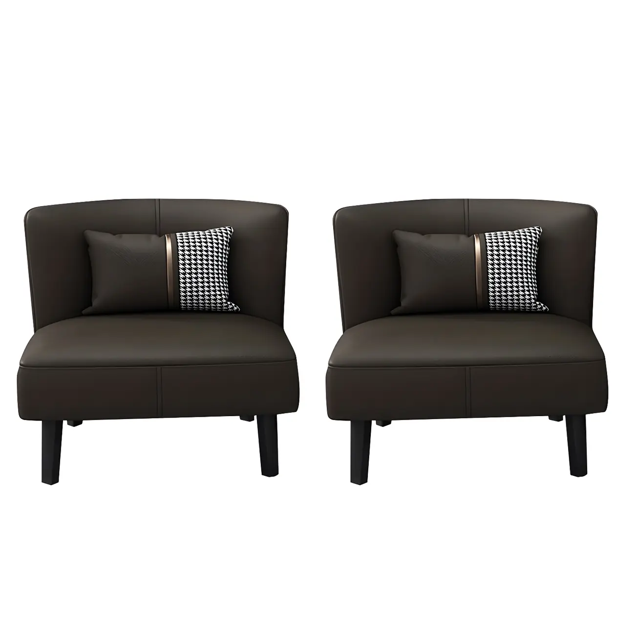 Stylish Brown PU Leather Accent Chair with Pillow for Living Room Image - 11 | homeyfad