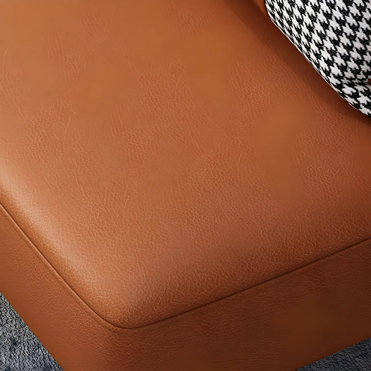 Stylish Brown PU Leather Accent Chair with Pillow for Living Room Image - 13 | homeyfad