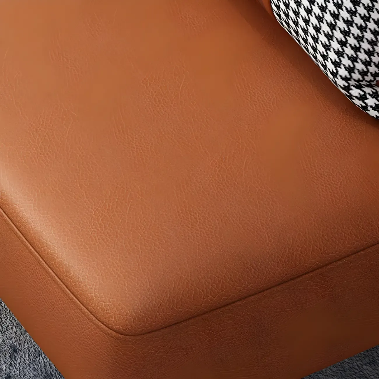 Stylish Brown PU Leather Accent Chair with Pillow for Living Room Image - 13