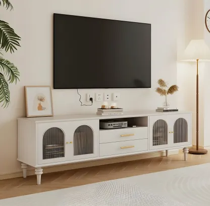 Traditional Wooden Mueble Para TV Stand with Drawers & Cabinet Image - 2