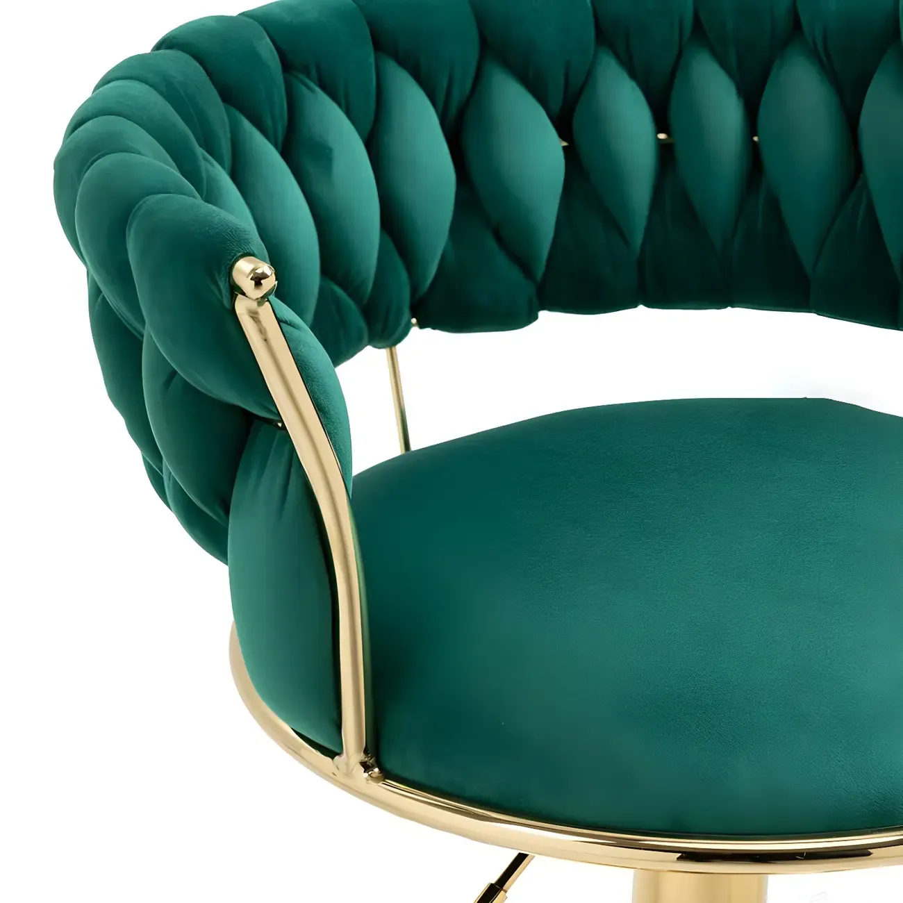 White Fabric Adjustable Gold Base Low Back Bar Stool Image - 7