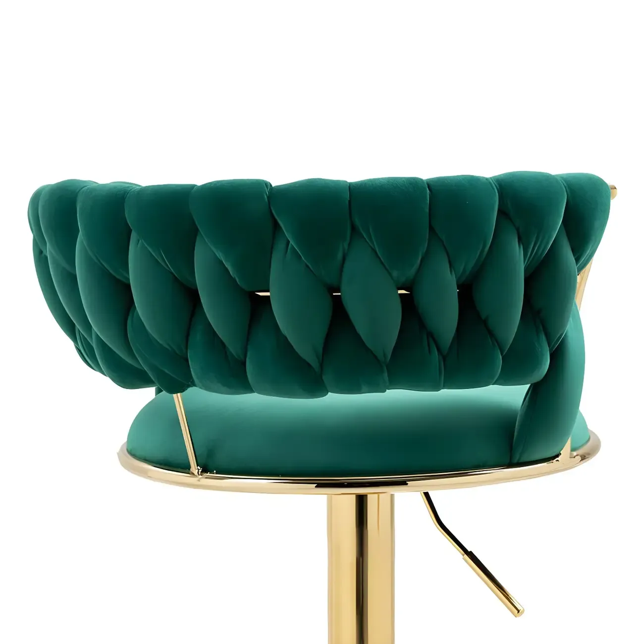 White Fabric Adjustable Gold Base Low Back Bar Stool Image - 14