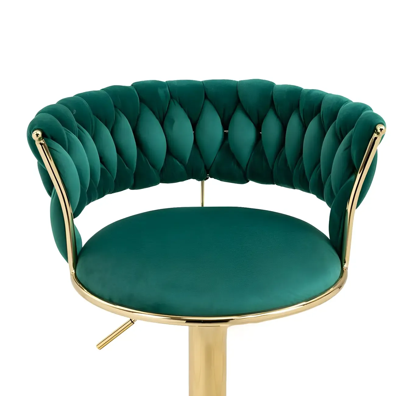 White Fabric Adjustable Gold Base Low Back Bar Stool Image - 15