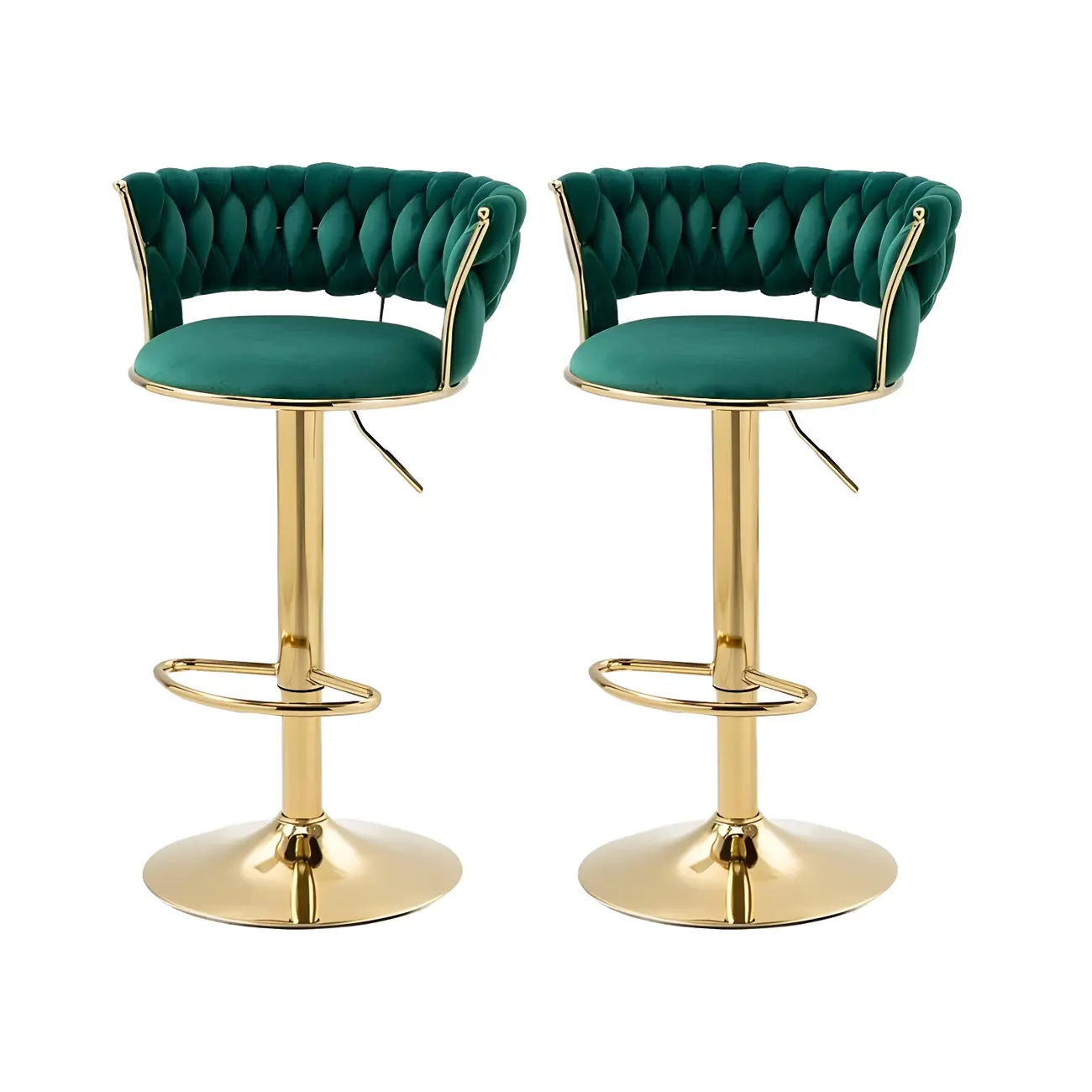 White Fabric Adjustable Gold Base Low Back Bar Stool Image - 21 | homeyfad