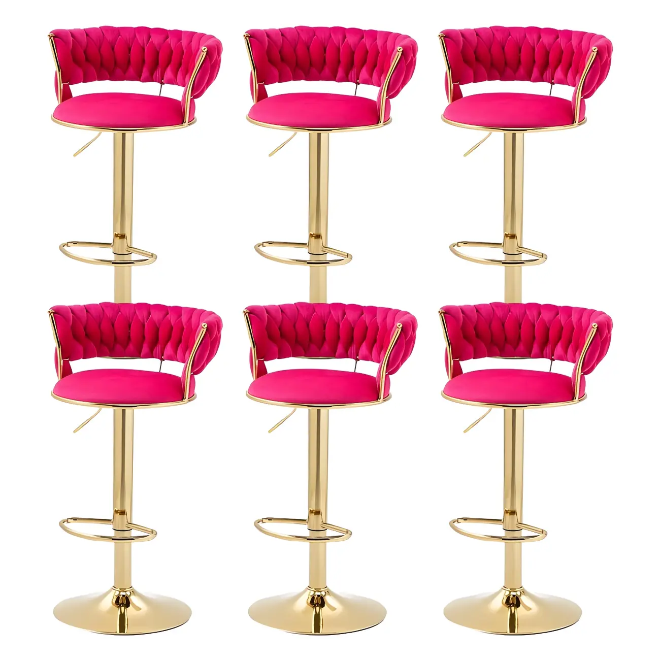 White Fabric Adjustable Gold Base Low Back Bar Stool Image - 47 | homeyfad