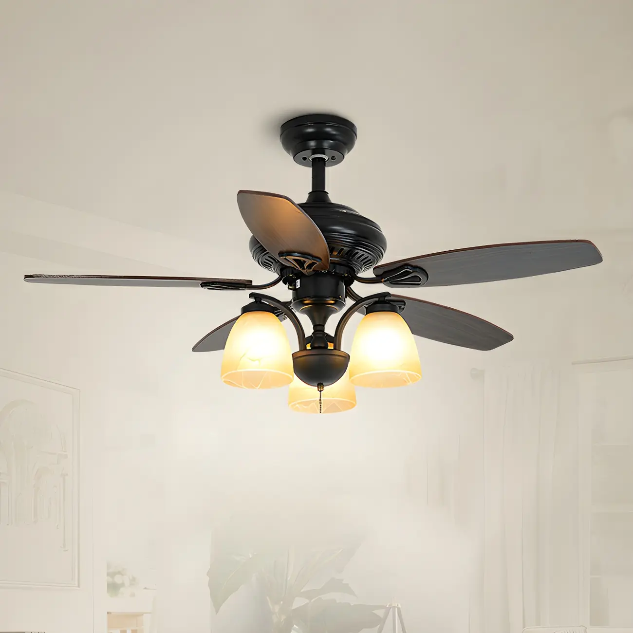 52-Inch Modern Black Chandelier Ceiling Fan with Remote | homeyfad
